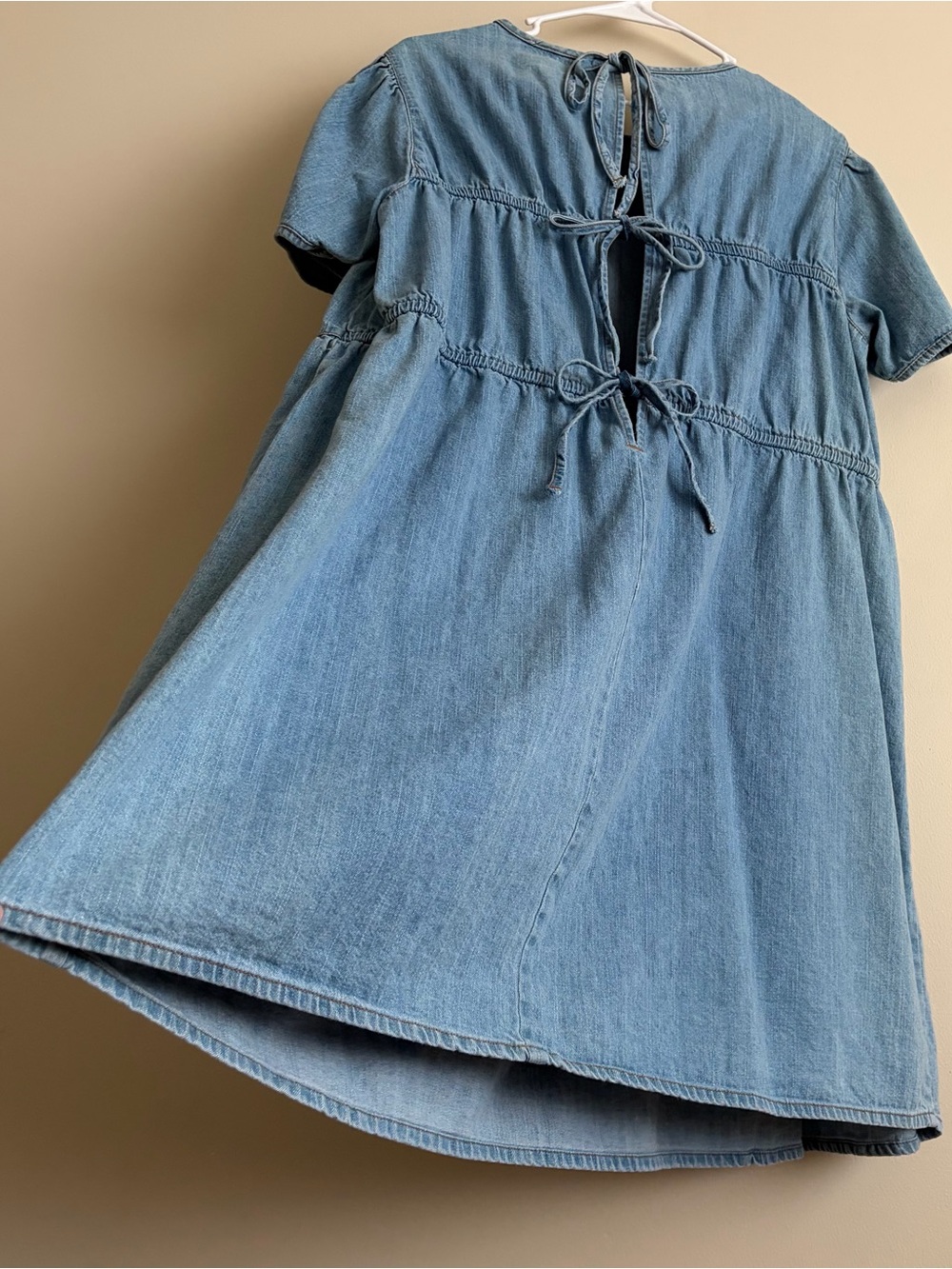 Denim tie back bow Dress